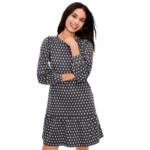 NEW LOFT Dotted Shoulder Button Ruffle Polka Dot Dress